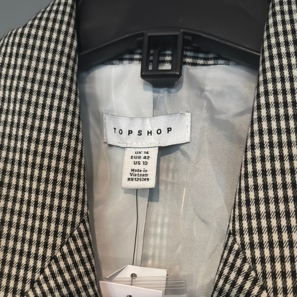 Topshop Black and White Blazer Modern Tailored Fit - Picture 5 of 7